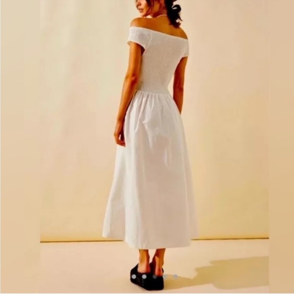 NWT Free People Smocked Ceci Midi Dress White M - Picture 4 of 7